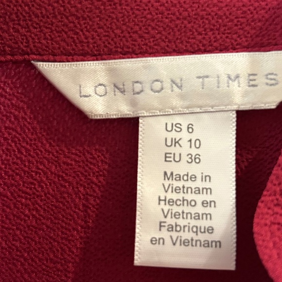 Dress, London Times, size 6, Color, *** Dress is not red, Burgundy/Sangria - Picture 4 of 6
